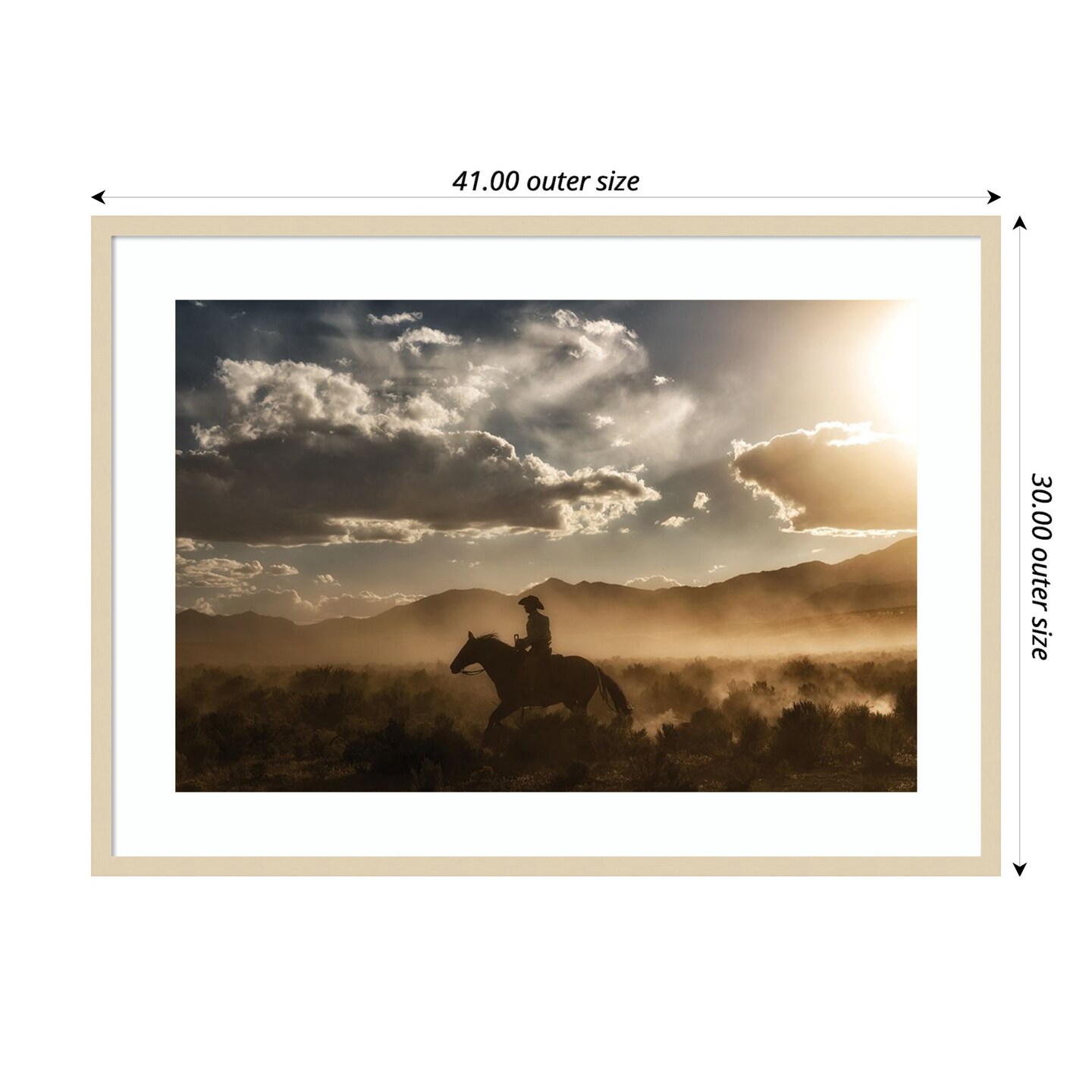 Cowboy By Day and Night I by PHBurchett Wood Framed Wall Art Print