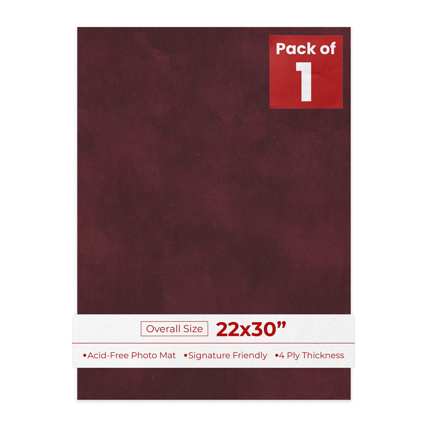 Dark Red Suede 22x30 Uncut Mat Board - Blank Sheets, No Opening