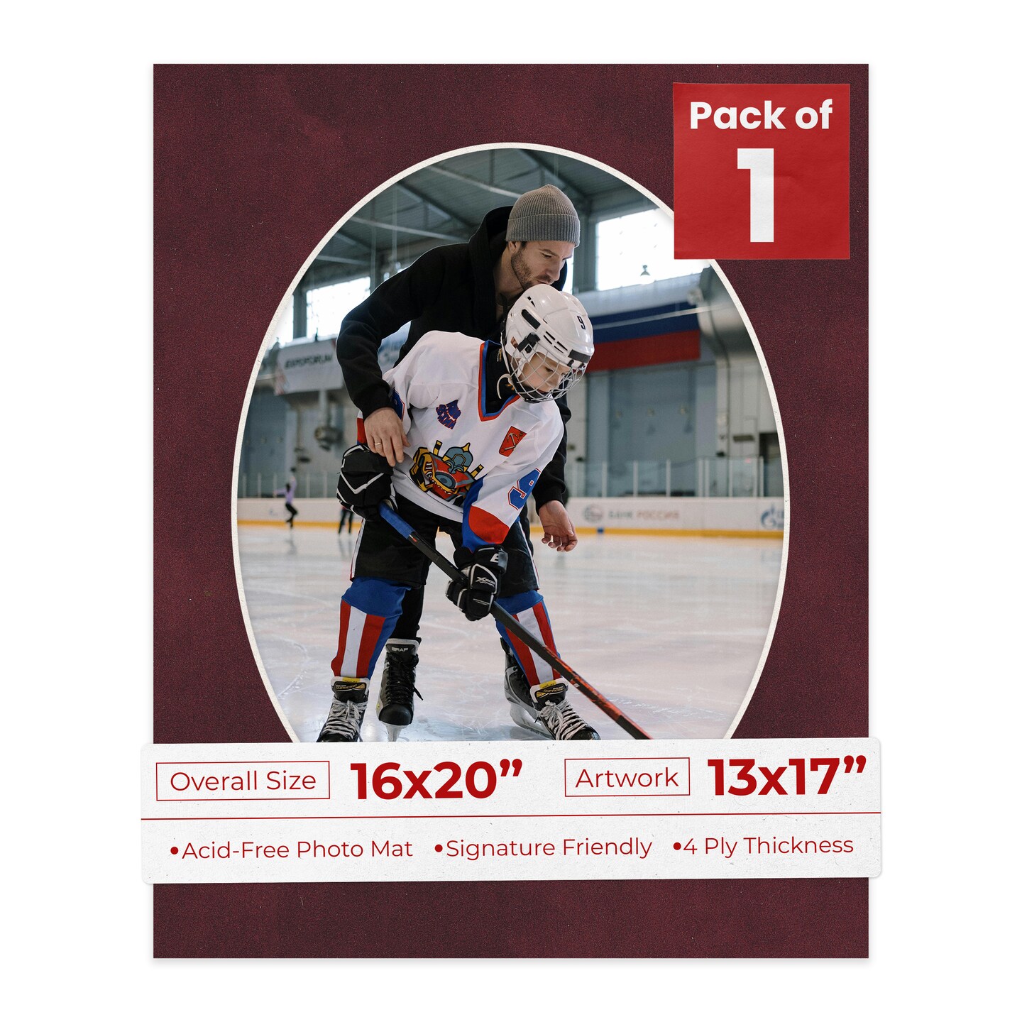 Dark Red Suede Mat Board for 16x20 Frames - Oval Opening for 13x17 Photos