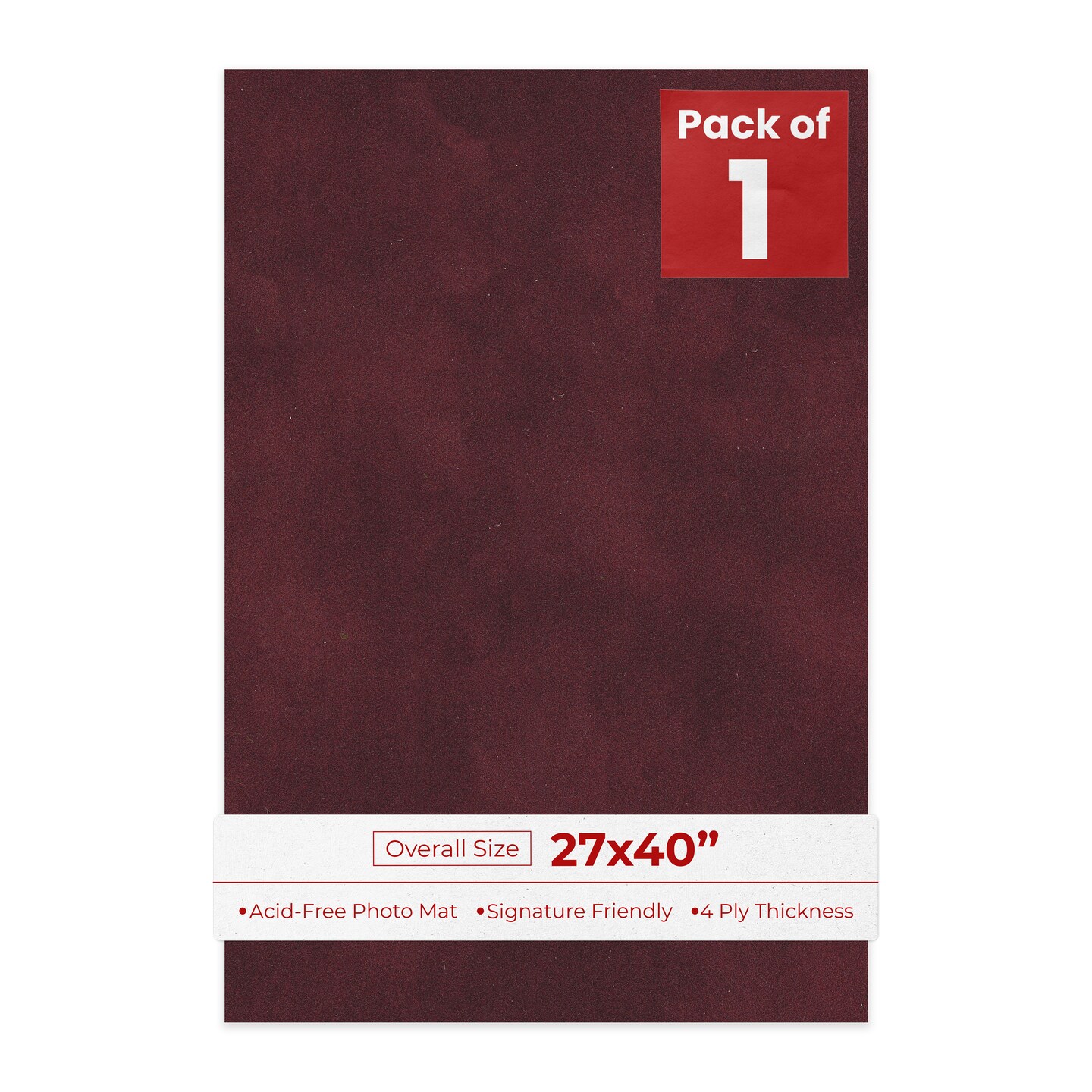 Dark Red Suede 27x40 Uncut Mat Board - Blank Sheets, No Opening