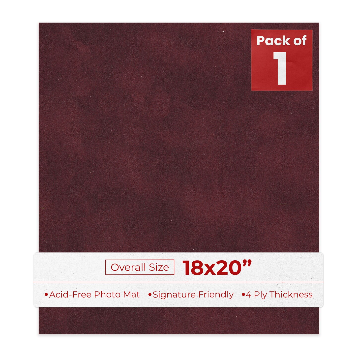 Dark Red Suede 18x20 Uncut Mat Board - Blank Sheets, No Opening