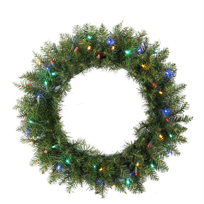 Northlight 24" Pre-Lit Northern Pine Artificial Christmas Wreath - Multi-Color LED Lights