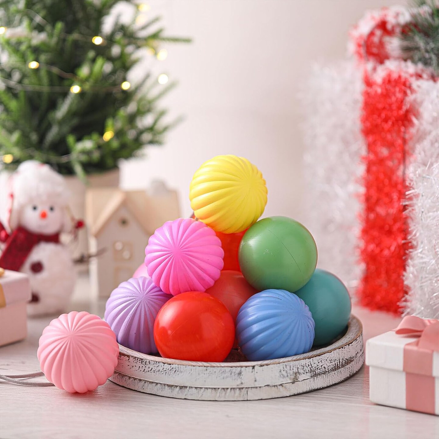 12 Pcs Neon Christmas Tree Ornaments (Multicolored)