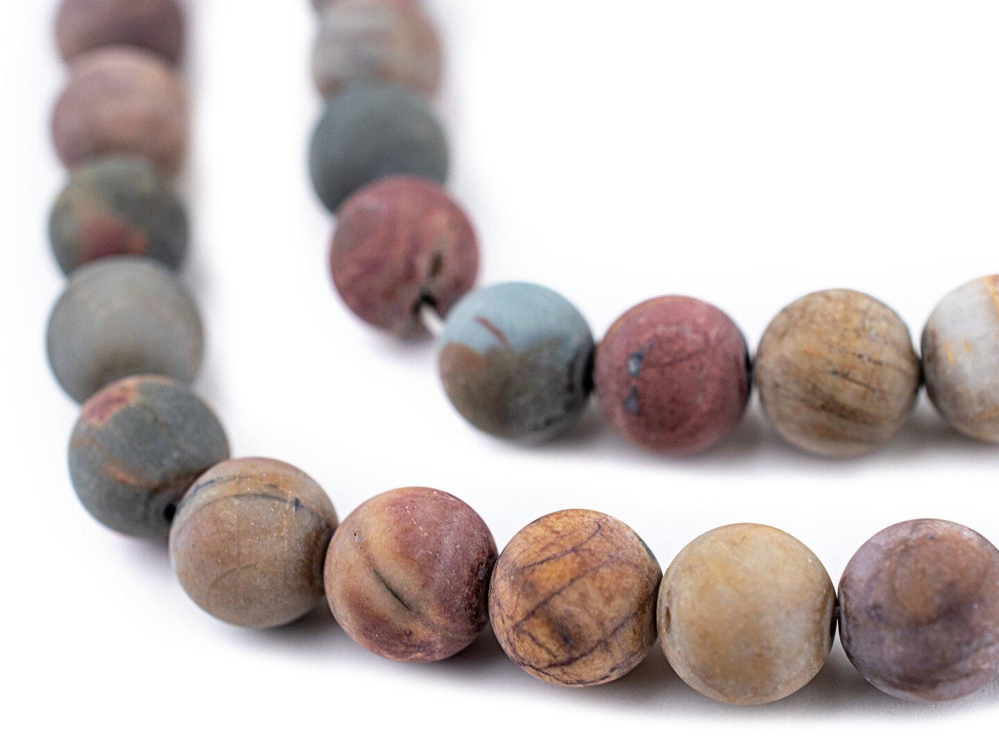 The Bead Chest Matte Round Creek Jasper Beads (8mm): Organic Gemstone Round Spherical Energy Stone Healing Power Crystal for Jewelry Bracelet Mala Necklace Making
