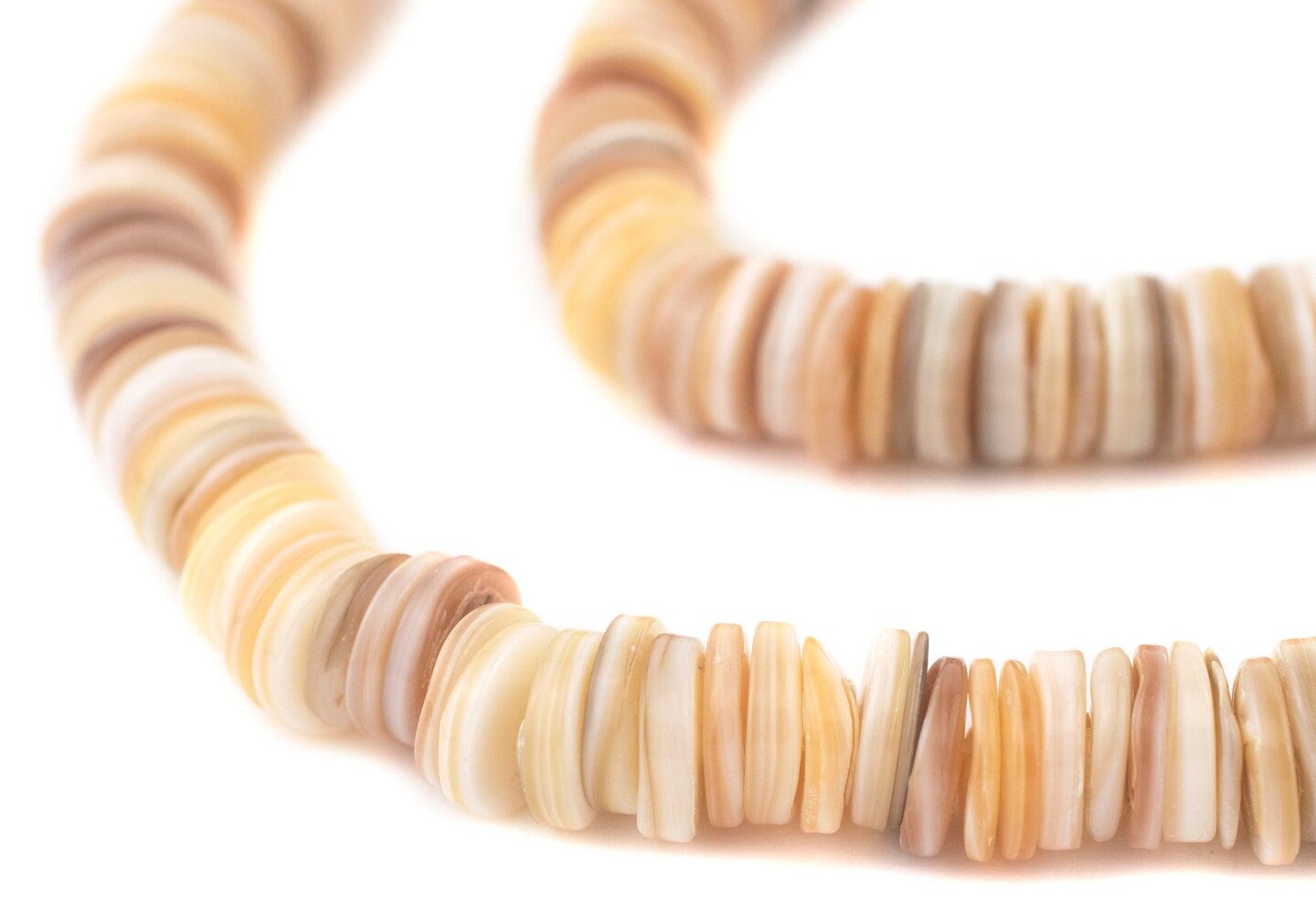 The Bead Chest White Ocean Sea Shell Heishi Beads 10mm 15 Inch Strand