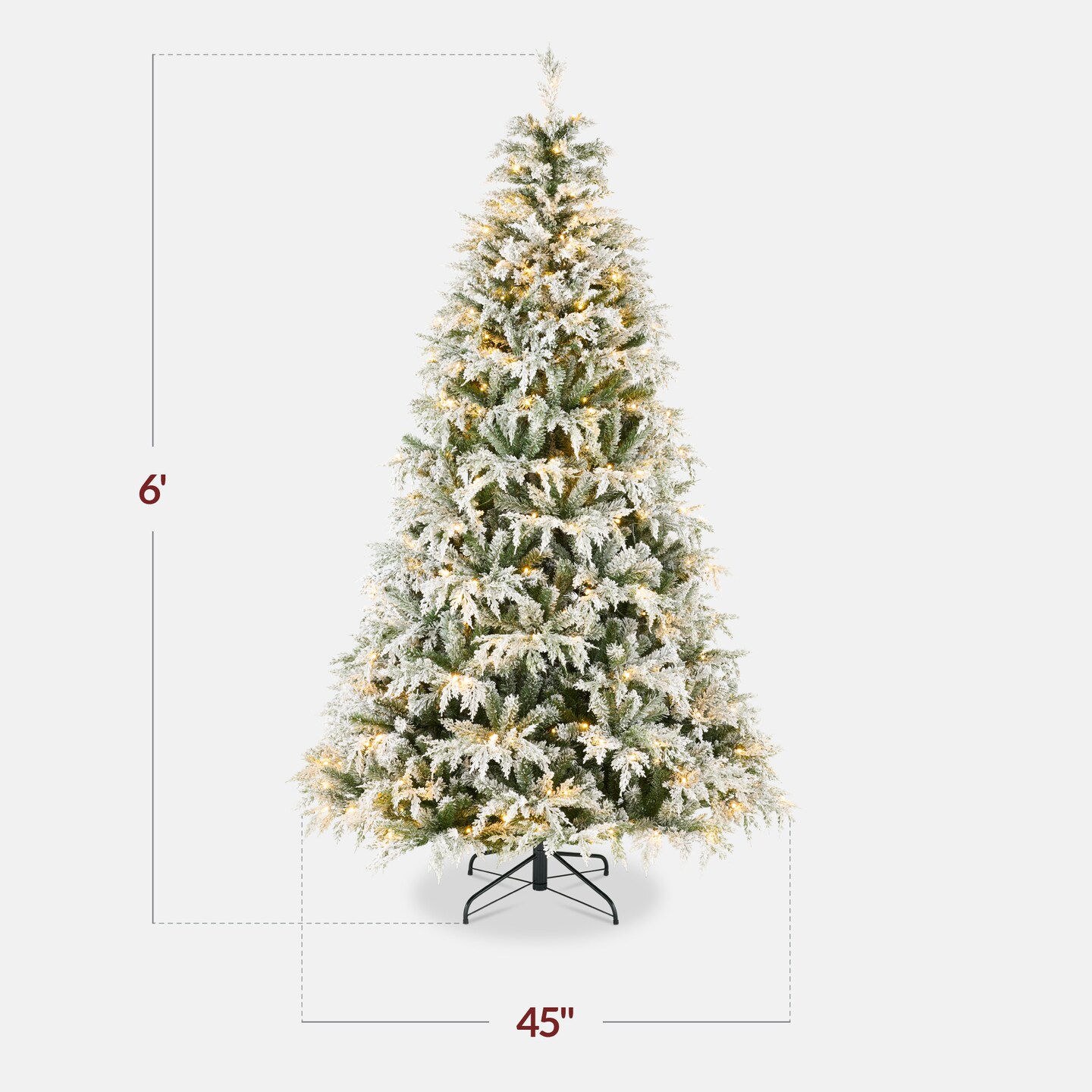 Pre-Lit Flocked Cedar Cypress Christmas Tree w/Twinkling Lights, Artificial Holiday Décor, White & Multicolored LEDs