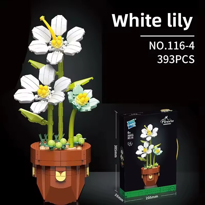 Plant Building Brick Kit - White Lily Flower by Wizardi F07N11-18-4(116)