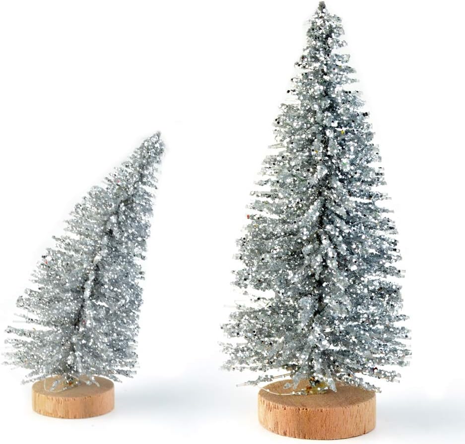 40Pcs Mini Pine Trees Artificial Mini Trees (Multicolor) 4"D x 0.02"W x 2"H