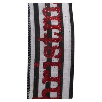 2.5&#x22; Merry Christmas Ribbon: Black/White