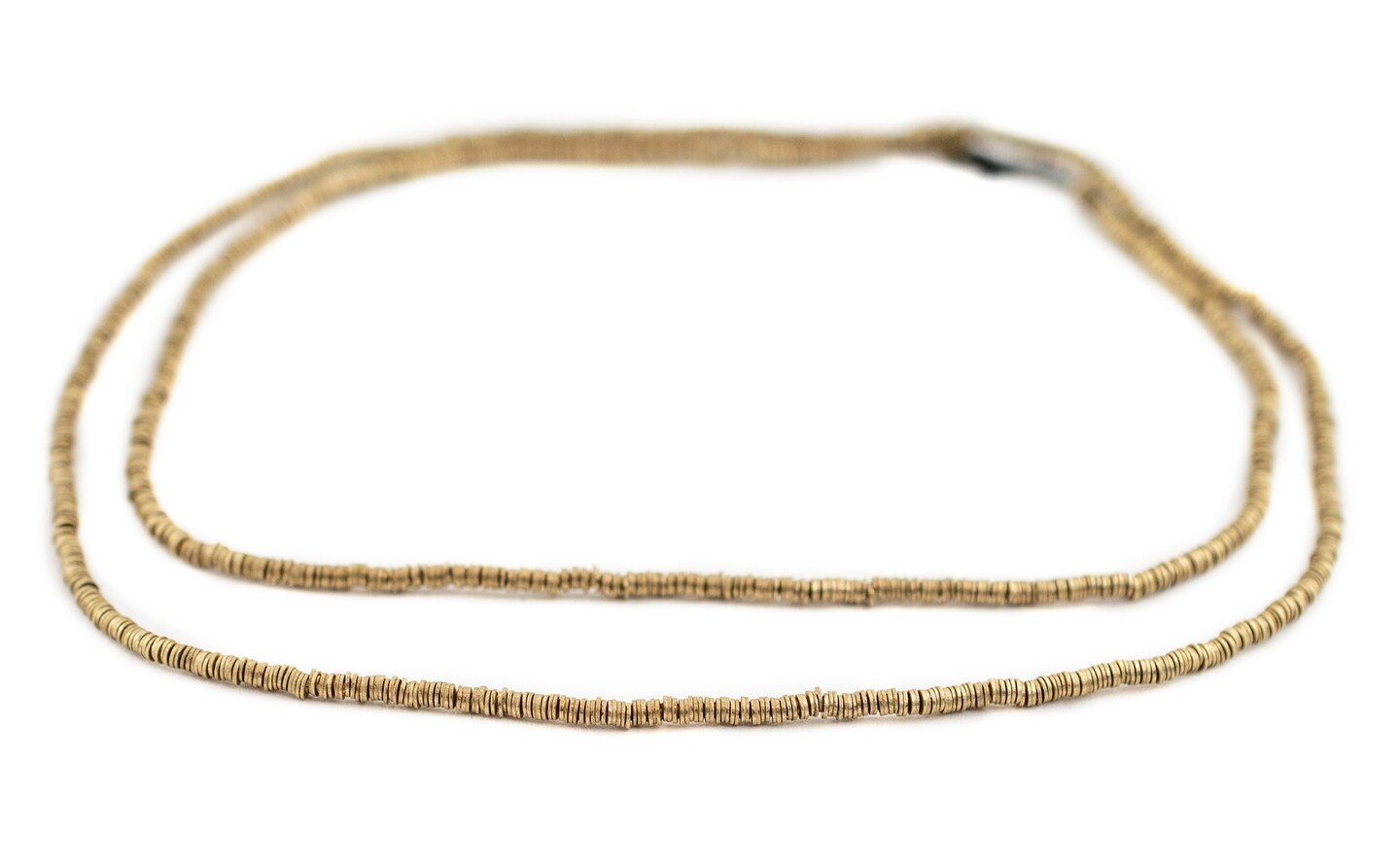 The Bead Chest Brass Flat Disk Heishi Beads (2mm), 24" Strand, Handmade for Jewelry Making & Crafts | Approximately 1400 Beads