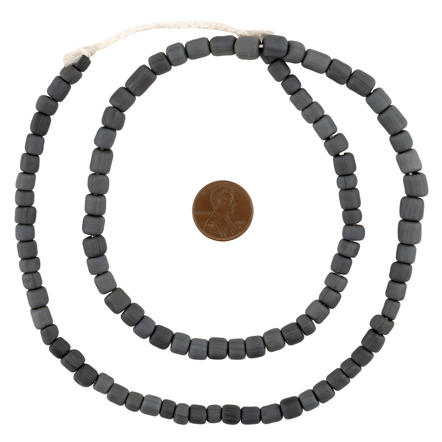 The Bead Chest Dark Grey Java Glass Beads 6-8mm Indonesia Cylinder 26 Inch Strand