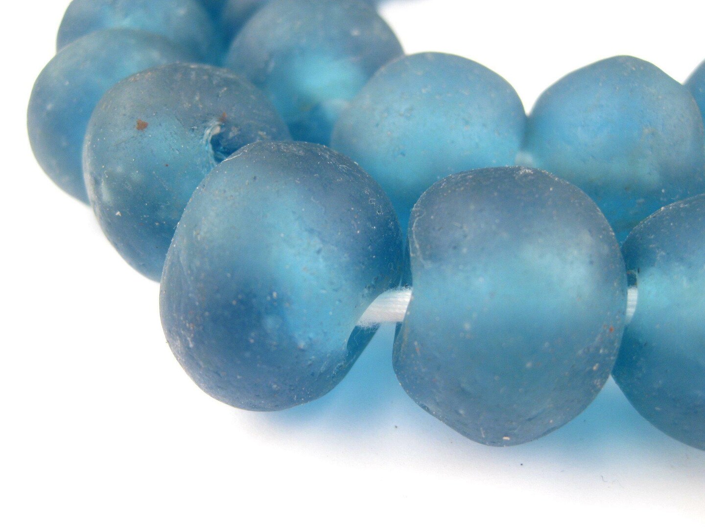 Jumbo Recycled Glass Beads, 21–25mm – African Sea Glass for Wall Hangings, Coffee Table Decor, Shelf Styling, and Home Accents – (Light Blue) – The Bead Chest