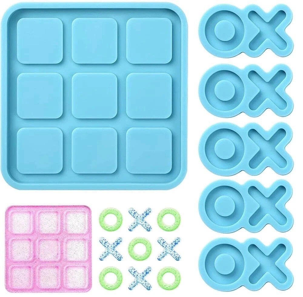 Tic Tac Toe Resin Mold Set with X &#x26; O Silicone Pieces