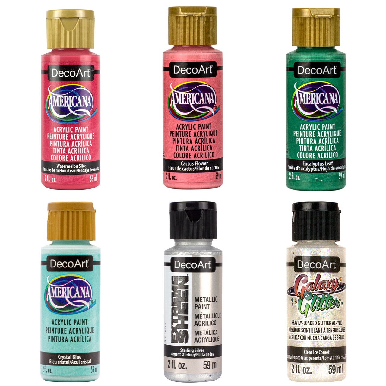 DecoArt Pastel Christmas Paint Set, 6pc &#x2013; Acrylic, Metallic &#x26; Glitter Paints for Holiday Crafts