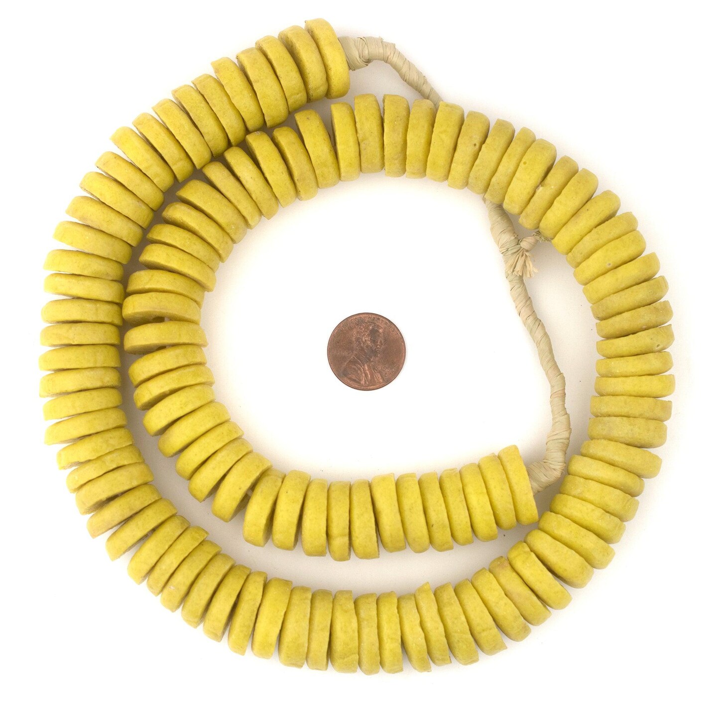 The Bead Chest Yellow Ashanti Glass Disk Beads (20mm)