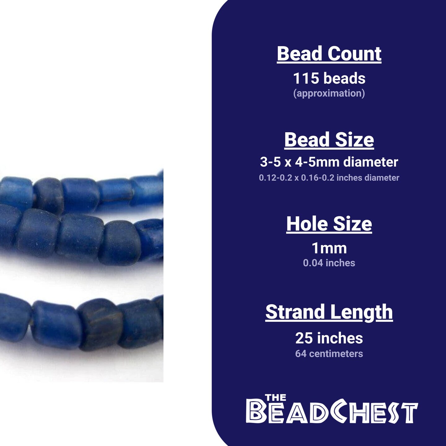 The Bead Chest Indonesian Glass Beads, Small Java Bali 4mm Spacers Jewelry Making Supplies for Necklaces, Bracelets, DIY Crafts (Vintage Cobalt Blue)