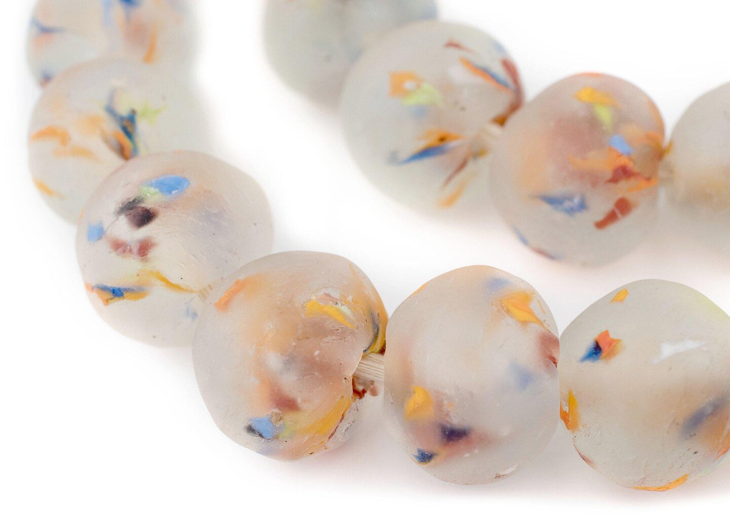 Jumbo Recycled Glass Beads, 21–25mm – African Sea Glass for Wall Hangings, Coffee Table Decor, Shelf Styling, and Home Accents – (Rainbow Speckled) – The Bead Chest