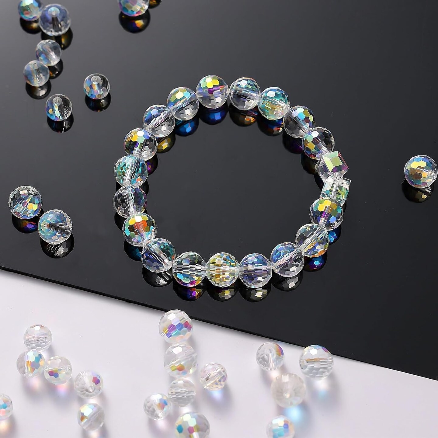 948pcs Crystal Glass Beads for Jewelry Making (Aurora Borealis)