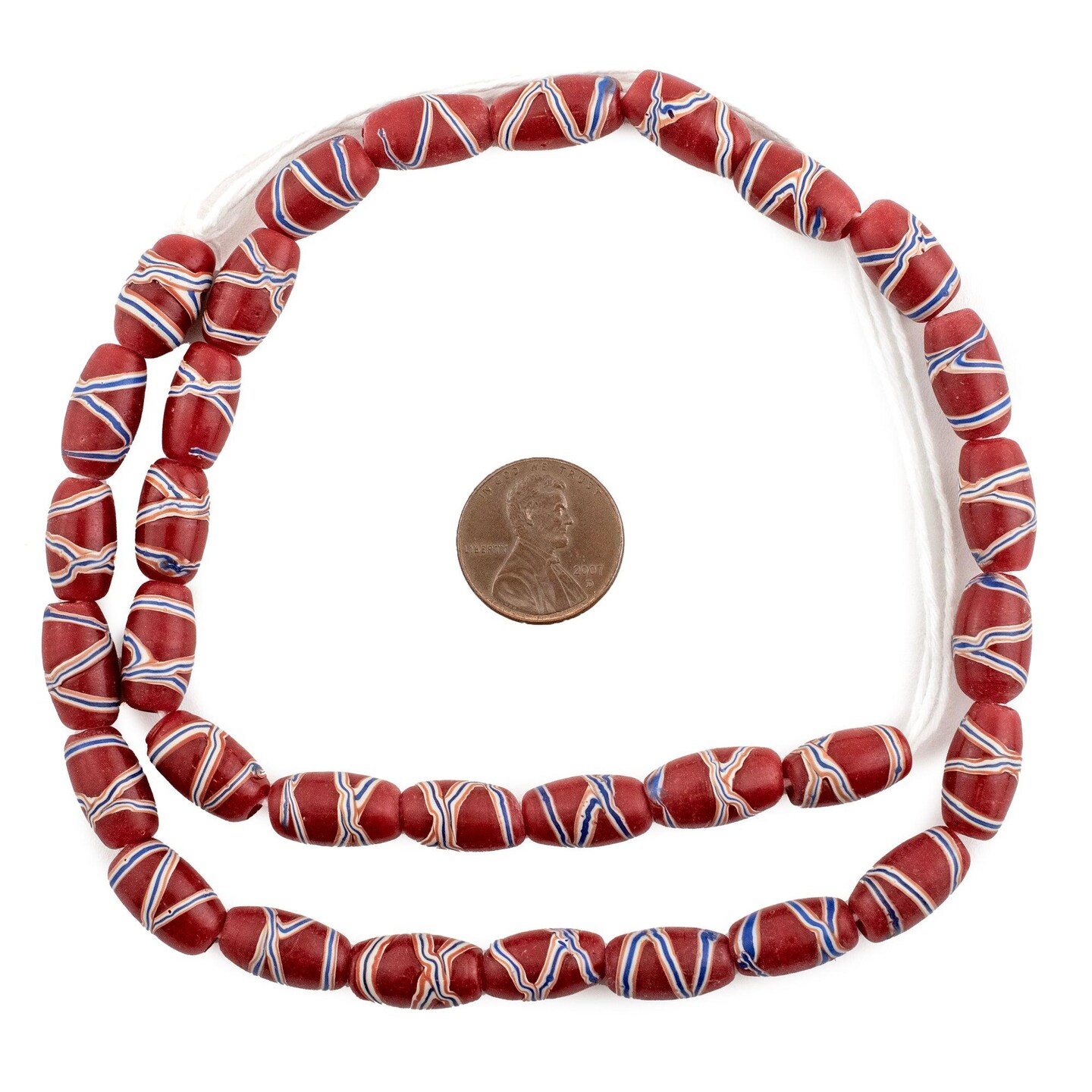 The Bead Chest Spiral Java French Cross Beads: Authentic African-inspired Glass Trade Beads | Full Strand