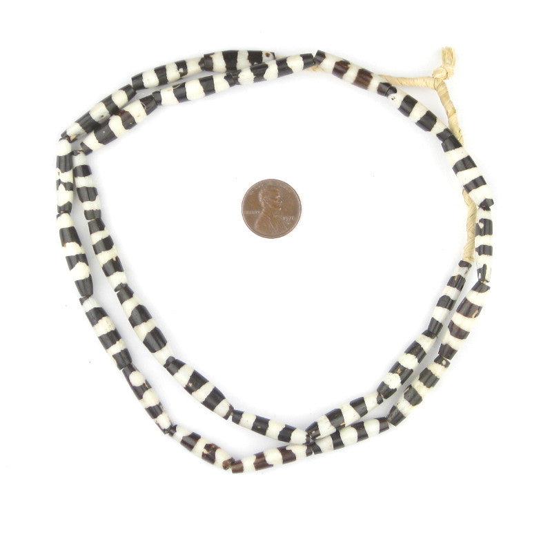 The Bead Chest Batik Bone Beads - Full Strand of Fair Trade African Beads (Tube, Porcupine Design)