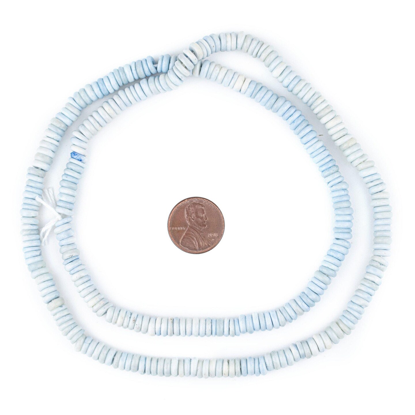 The Bead Chest 6mm Pastel Blue Bone Button Beads: Nepal Flat Round Disk Heishi Beads for DIY Necklace Jewelry Making