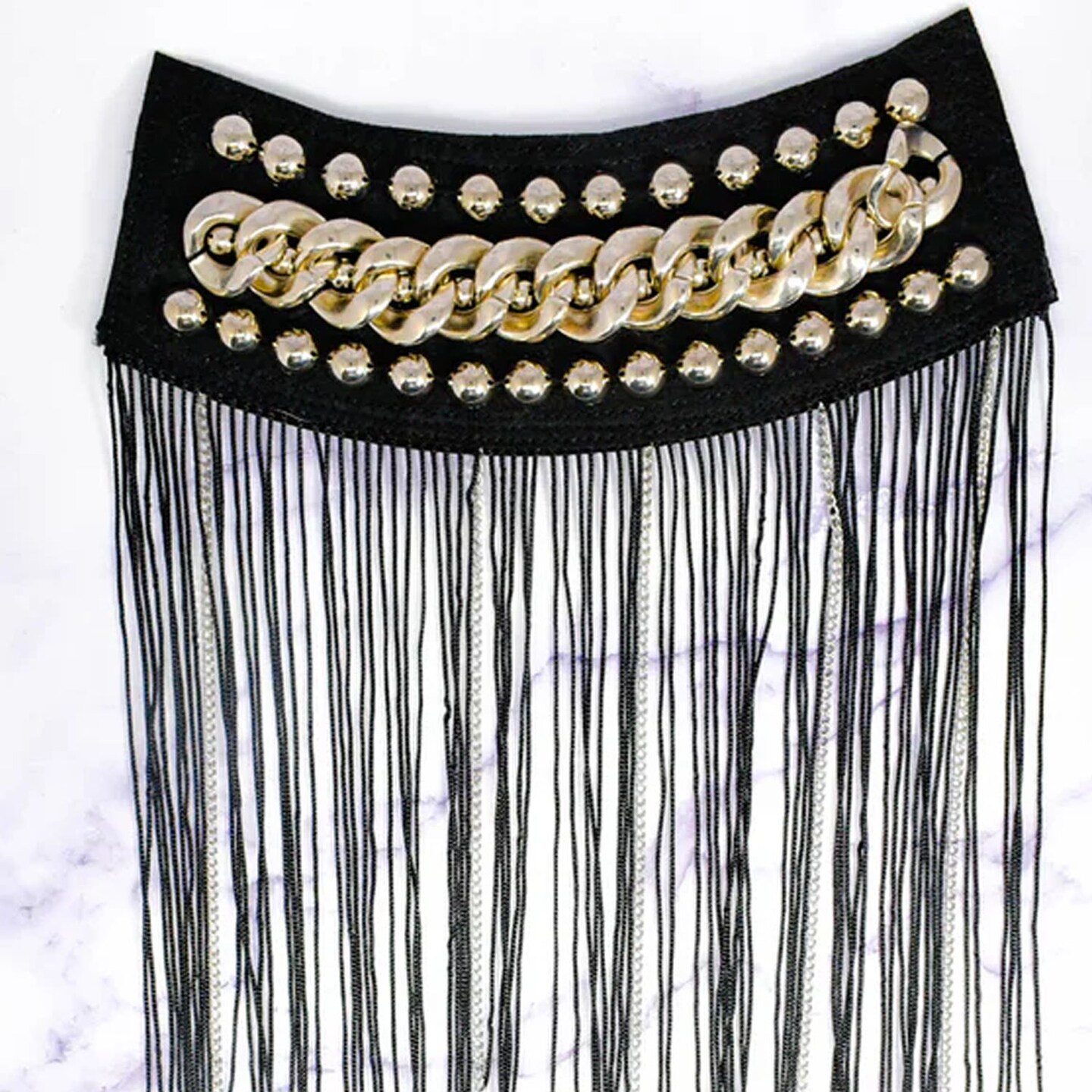 Chain Tassel Shoulder Epaulettes Gold Beaded Statement Dance Costume