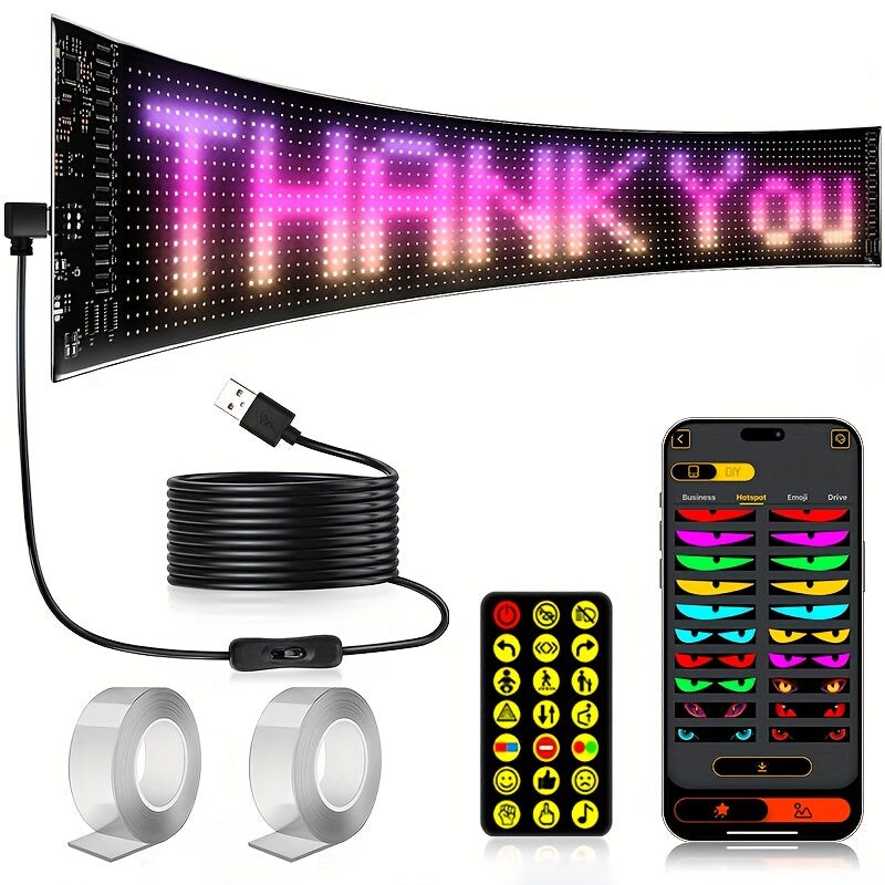 15" x 4" Programmable LED Sign App Control Scrolling Text Graffiti USB Power Supply Night Light
