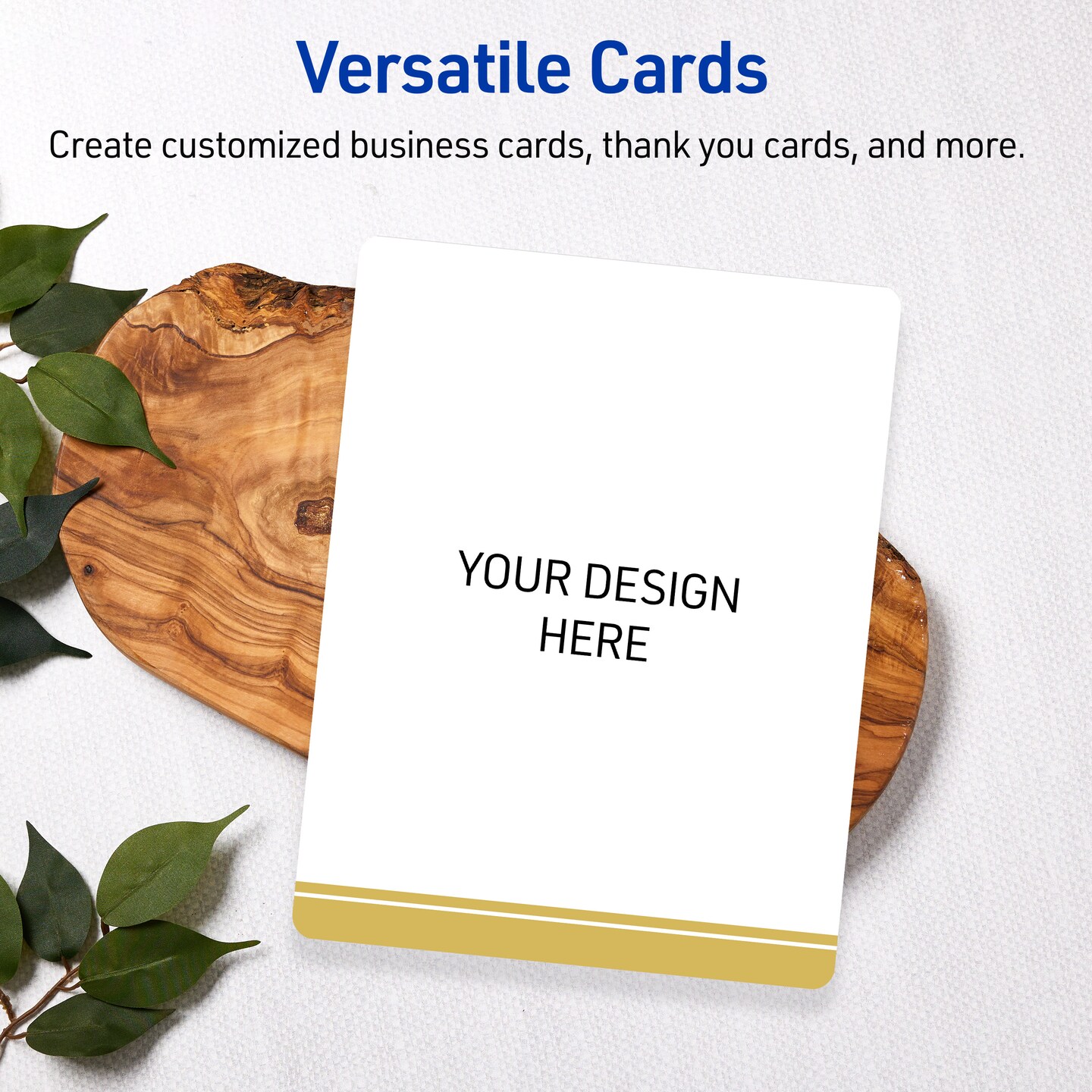 Avery Printable Rounded Corner Postcards, 4.25" x 5.5", Matte White, Pre-printed Double Dipped Gold Edge Design, Sure Feed Technology, Laser & Inkjet Compatible, 40 Total
