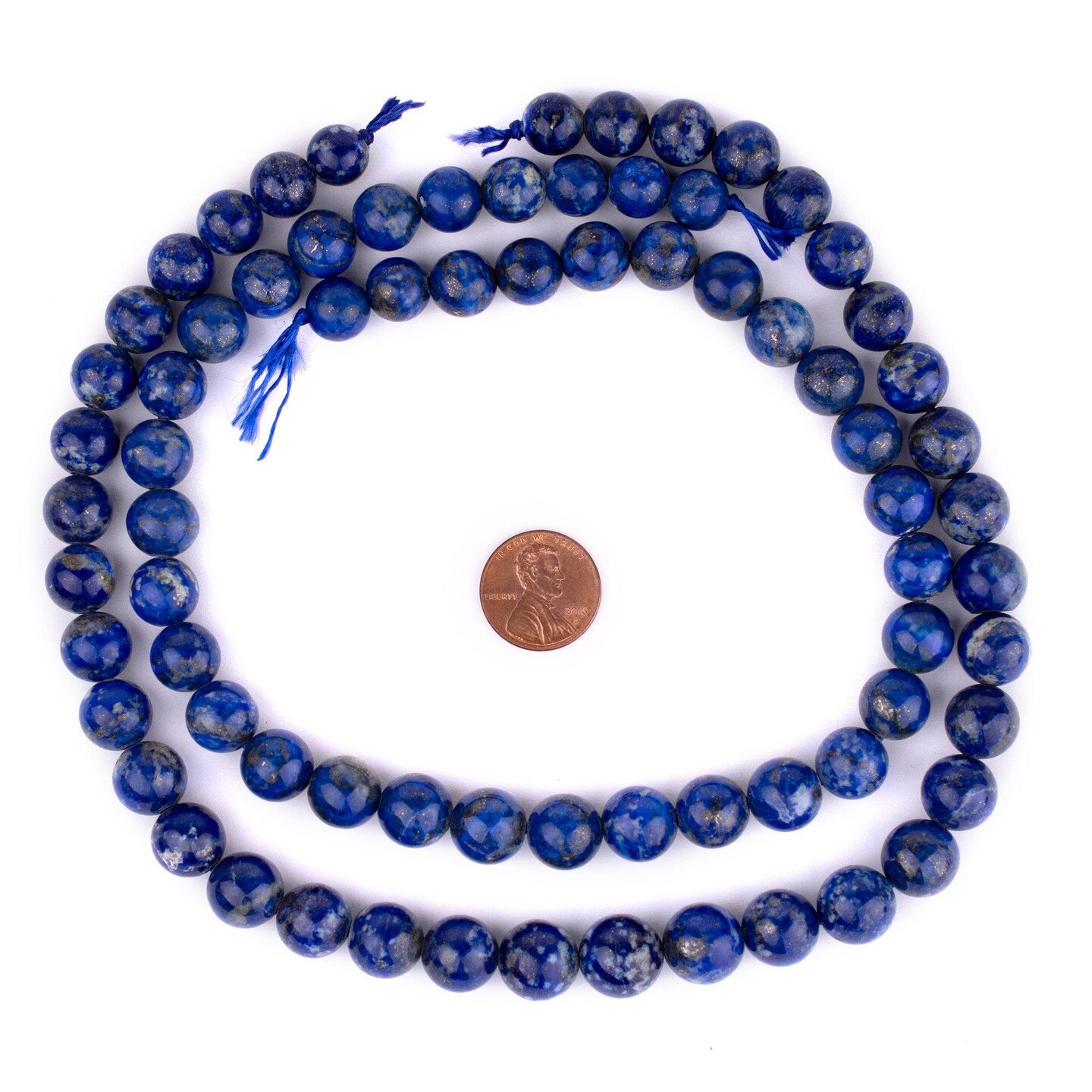 The Bead Chest Natural Round Lapis Lazuli Beads (10mm) from Afghanistan