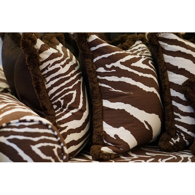 1 Yard Zebra Brown Animal Skins Linen Cotton Print Fabric 52.76 Inches Width