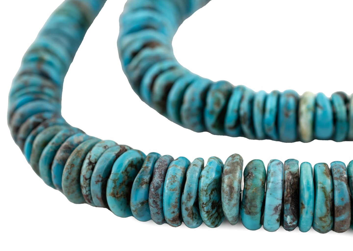 Natural Turquoise Graduated Disk Beads: Authentic Blue Stone Strand for Jewelry Making, 16 Inch