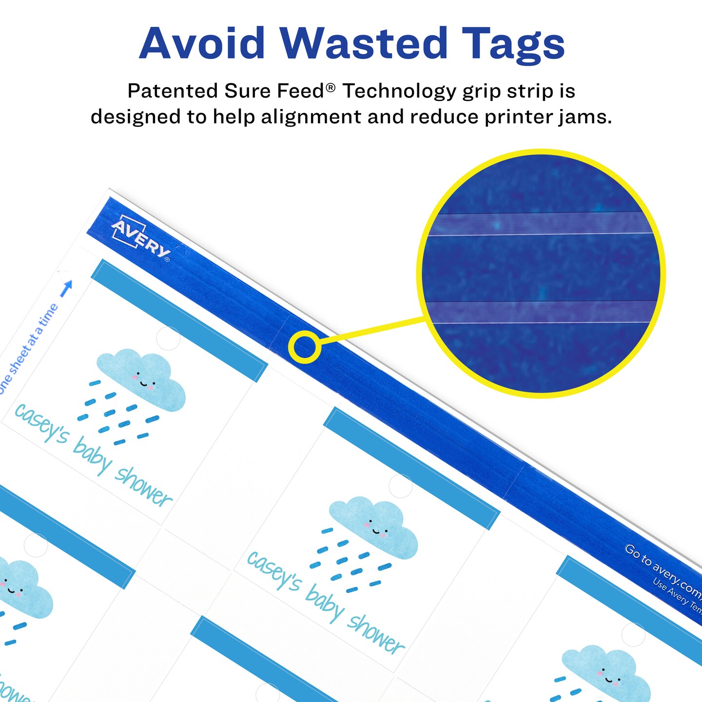 Avery Square Tags with Sure Feed Technology, 2" x 2", Matte White, 120 Square Tags with Strings, Print-to-the-Edge, Laser/Inkjet Printable Tags (80513)