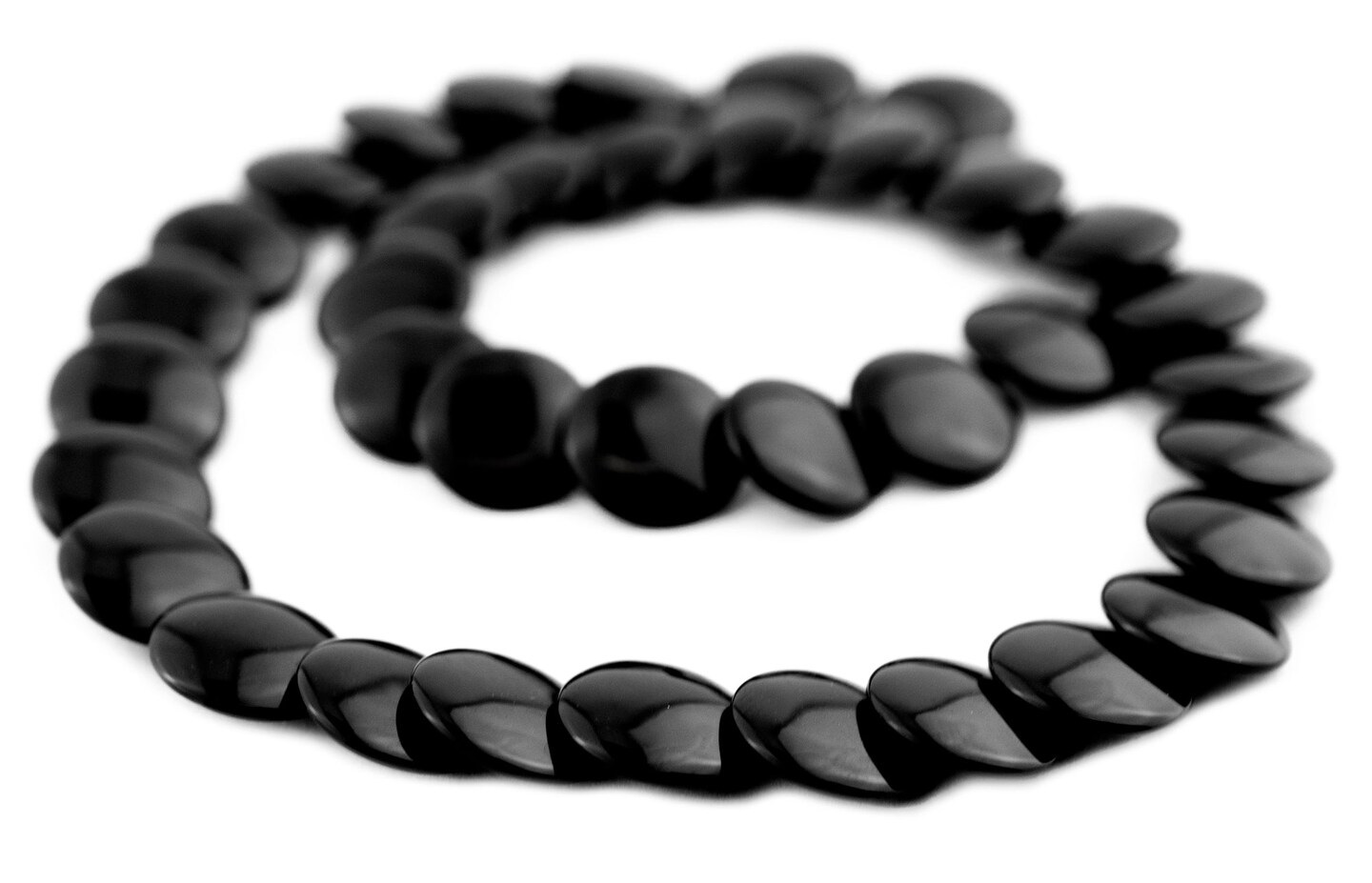 The Bead Chest Flat Circular Onyx Beads (14mm)