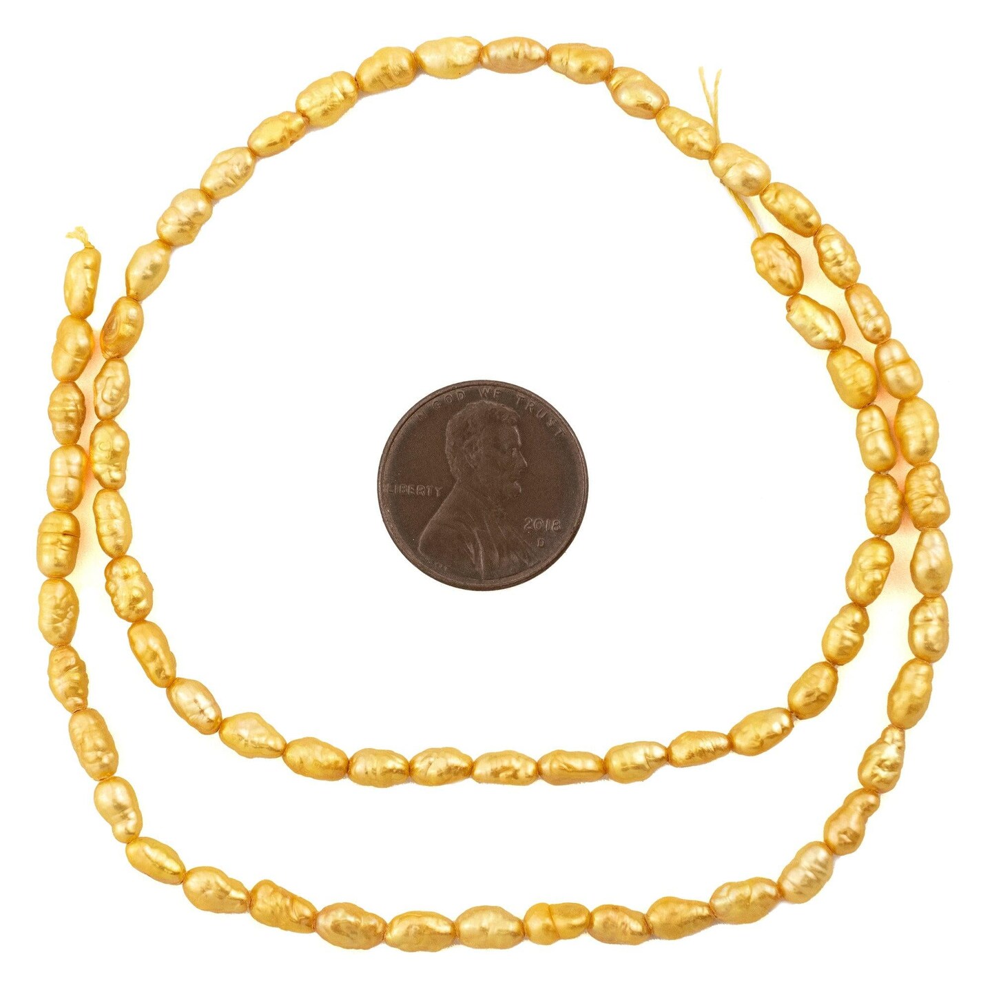 The Bead Chest Japanese Rice Pearl Beads: Vintage Bright Gold 4mm Elegance | Full Strand