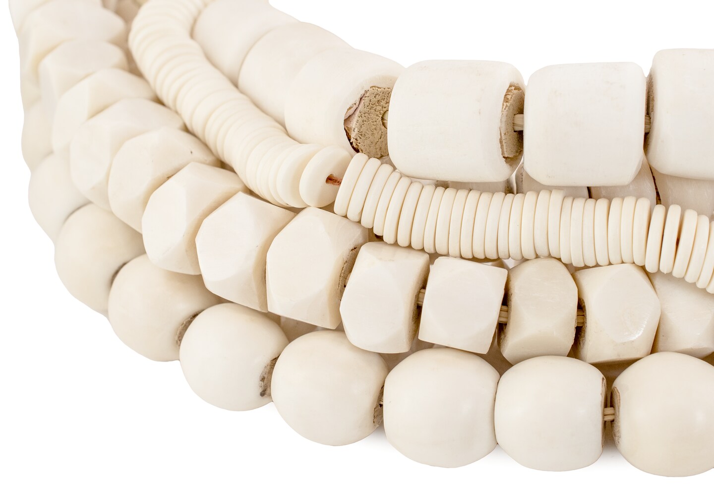 White Bone Bead Bundle – 6 Strand Collection | Handmade African & Nepalese Beads | Classic White Beads for Jewelry Making, Crafts, and Home Decor | Fair Trade Artisan Beads