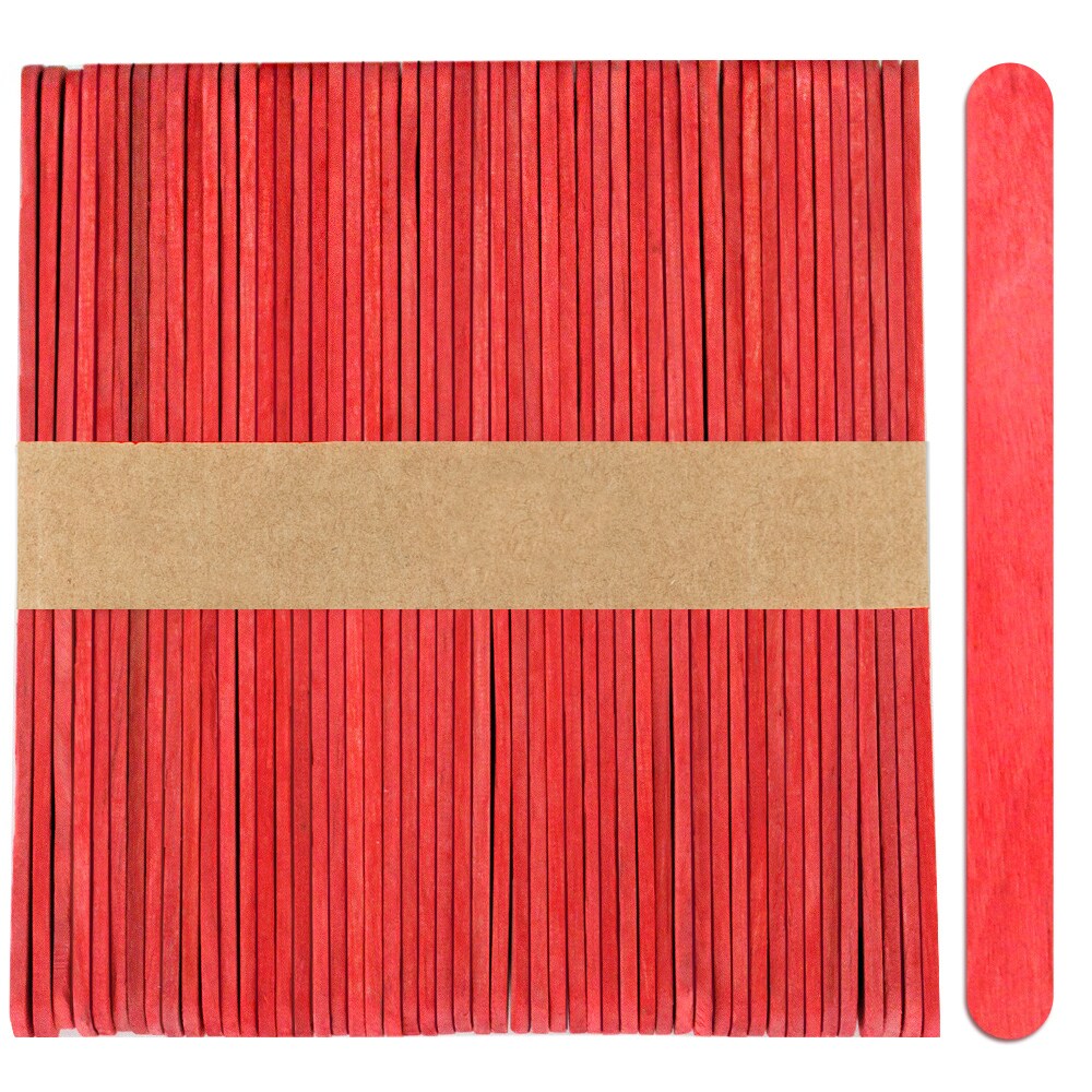 CraftySticks Colored Wood Craft Sticks 4.5 Inch, Red Orange Yellow Green Blue Purple White Black Pink Brown Popsicle Sticks