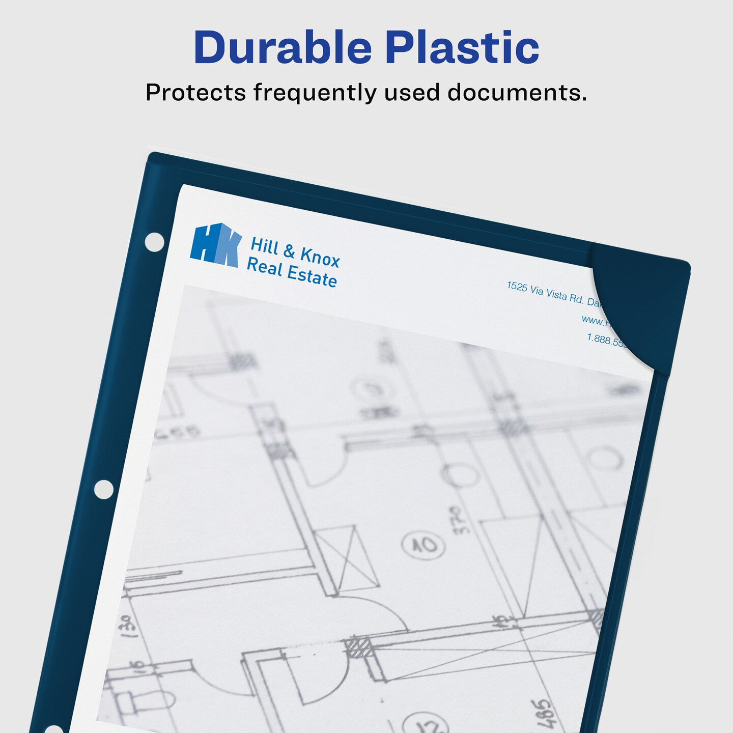 Avery Corner Lock Binder Pocket for 3 Ring Binders, Navy Blue with Clear Front, for 8.5" x 11" Documents, Acid-Free and Archival-Safe, 1 Binder Folder (47838) - 24 Pack