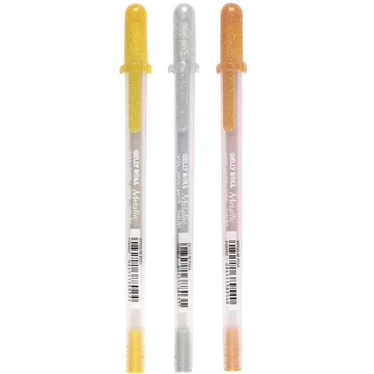 Gelly Roll Metallic Medium Point Pens 3/Pkg - Gold, Silver, Copper