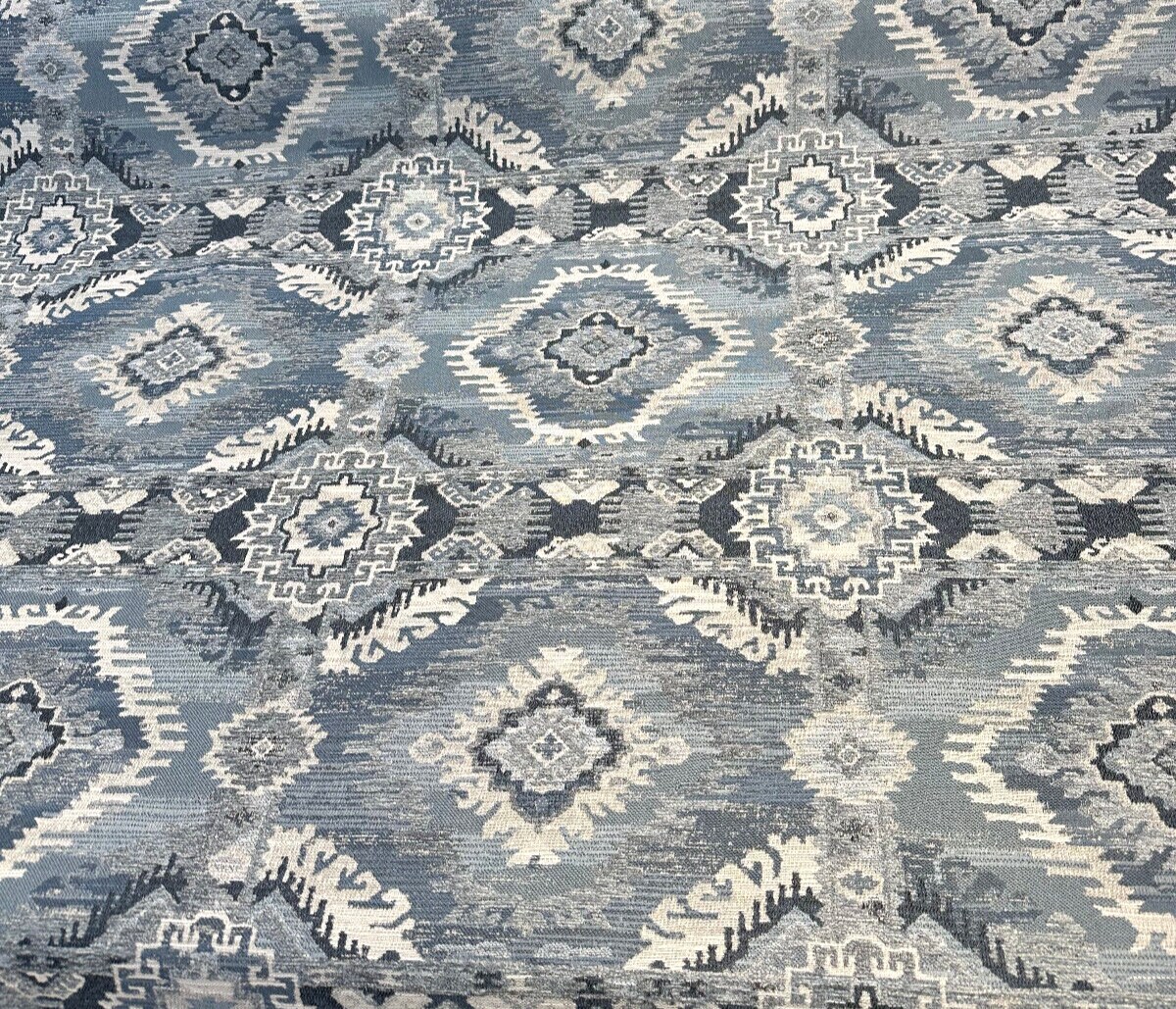 1 Yard Bosa Blue Cadet Southwest Swavelle Chenille Upholstery Fabric 56 Inch Width 51% Polyester 49% Poly Chenille