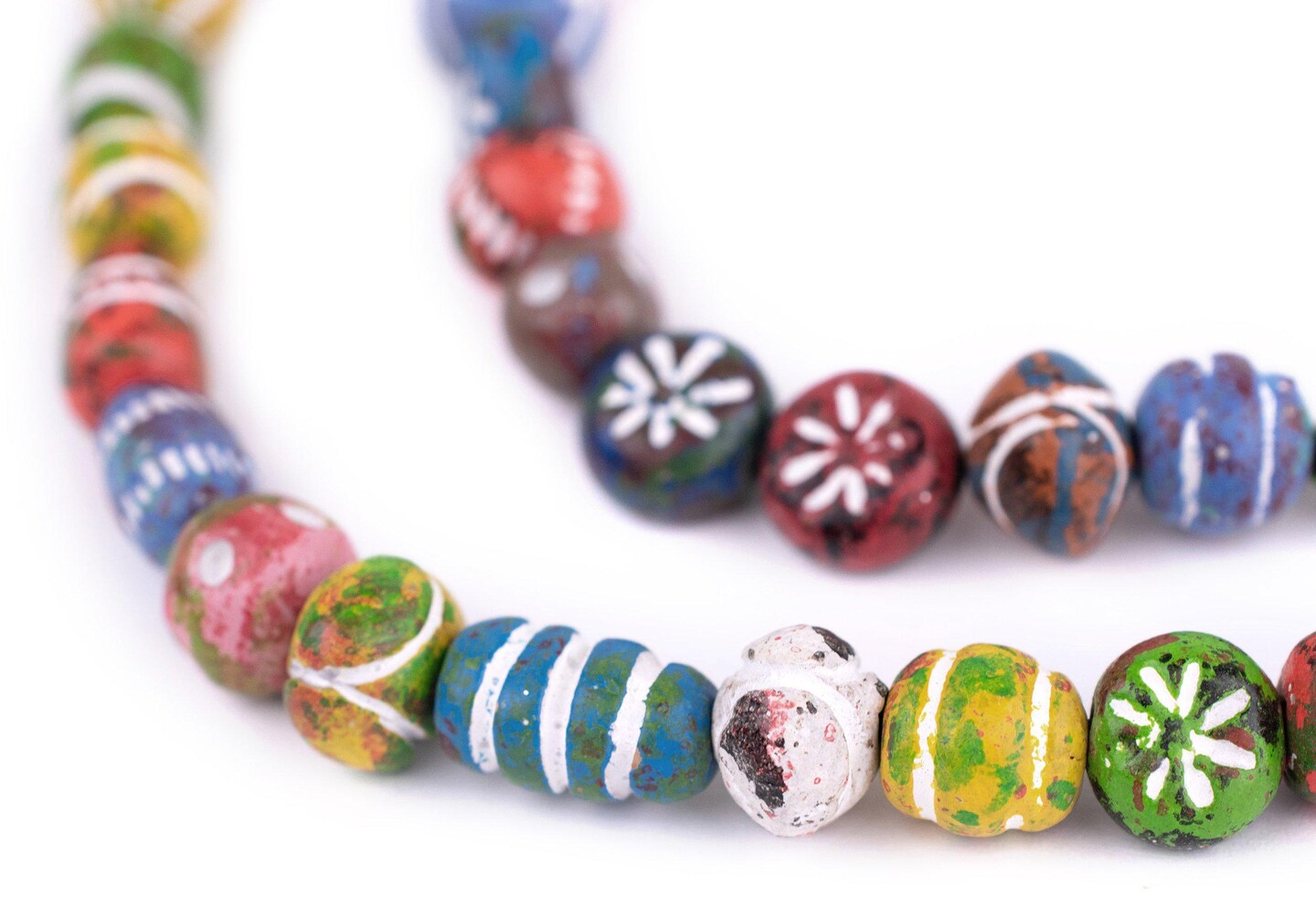 The Bead Chest Multicolor Patterned Mini Terracotta Beads 10mm Mixed Clay 25 Inch Strand