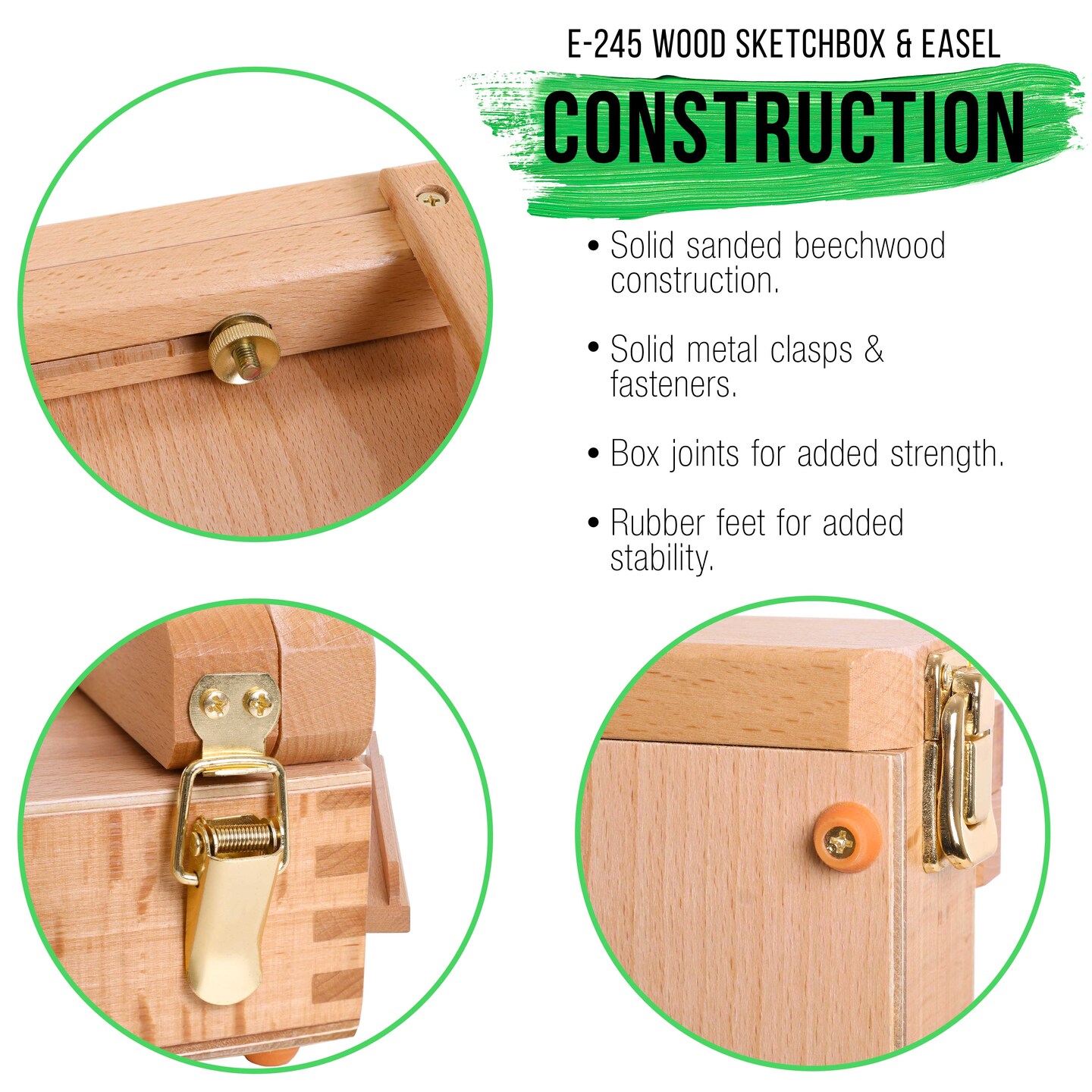 Large Adjustable Wooden Desktop Easel with Storage - Portable Sketchbox, Tabletop Easels for Painting, Drawing &#x26; Art Supplies, Premium Beechwood