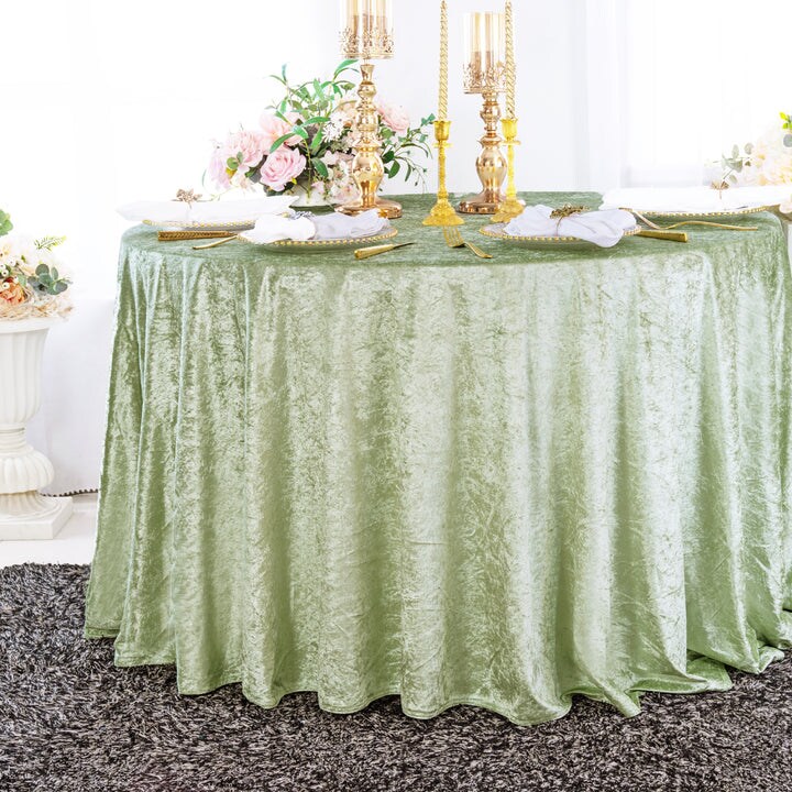 120 Inch Round Premium Ice Crushed Velvet Tablecloth Elegant Event Linen