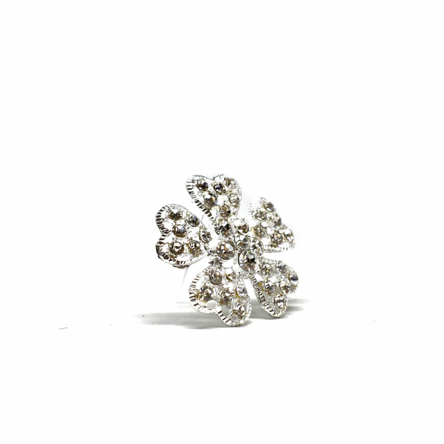 Sparkly Rhinestone Flower Brooch Pin For DIY Crafts Bridal Projects 2 Inch