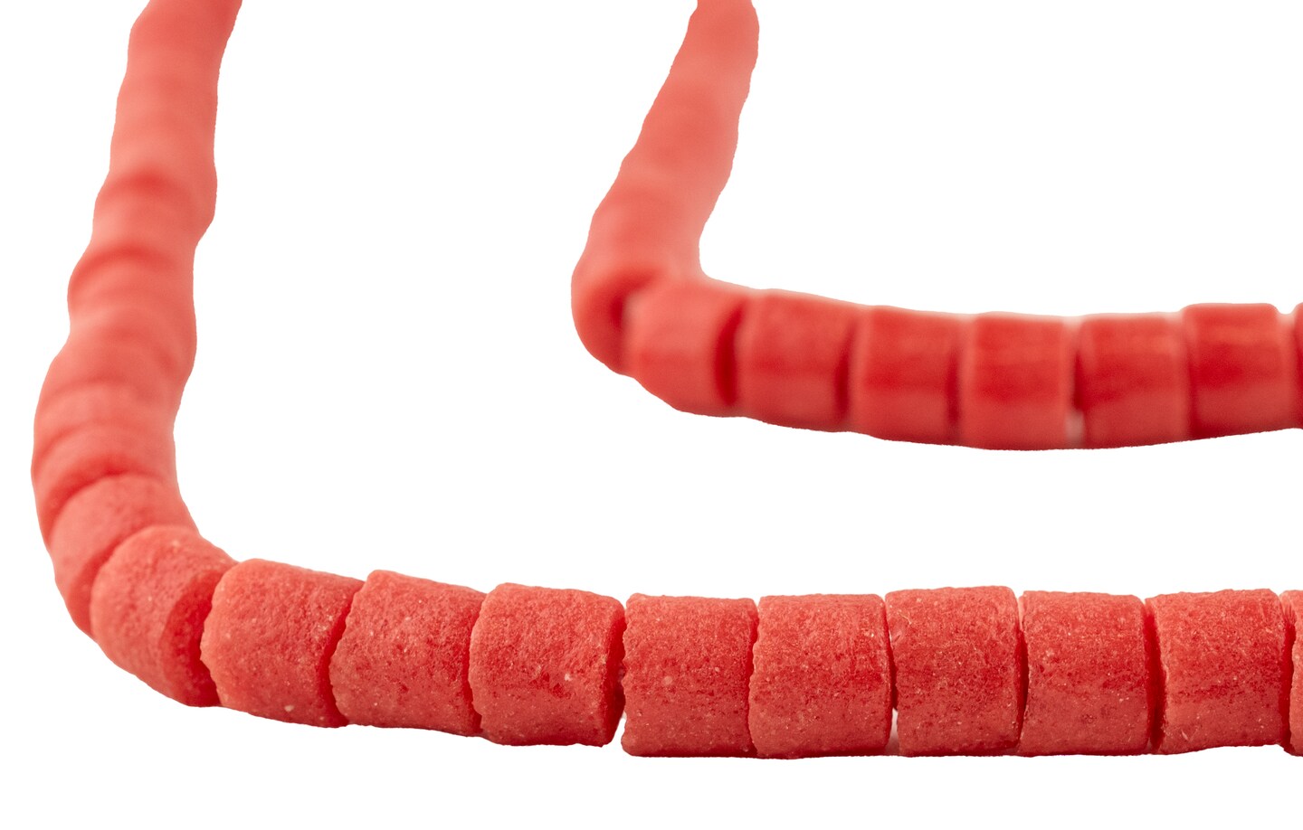 The Bead Chest Coral Color Sandcast Cylinder Beads 9mm Ghana African Red Glass Large Hole 24 Inch Strand Handmade