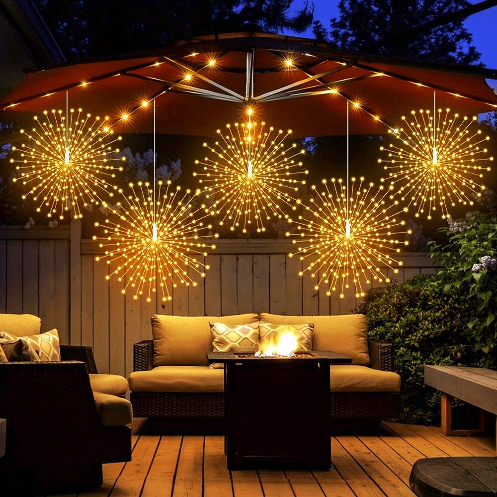 5-Pack Solar Starburst Sphere Lights - 450 LEDs, 8 Modes & Remote