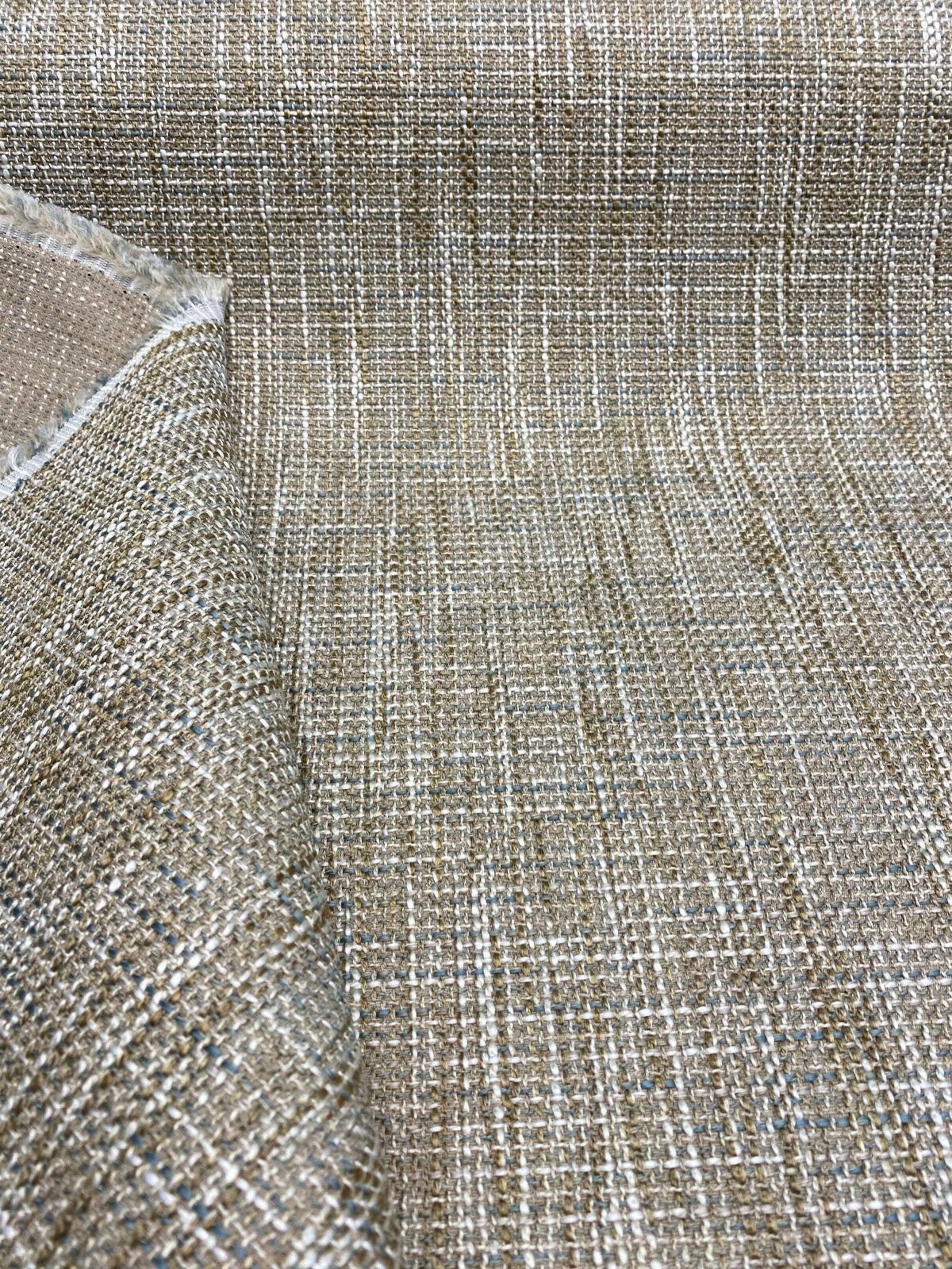 1 Yard Upholstery Tweed Performance Fabric Beach Antique Gold Blue Durable 67% Acrylic 33% Polyester 54 Inch Width