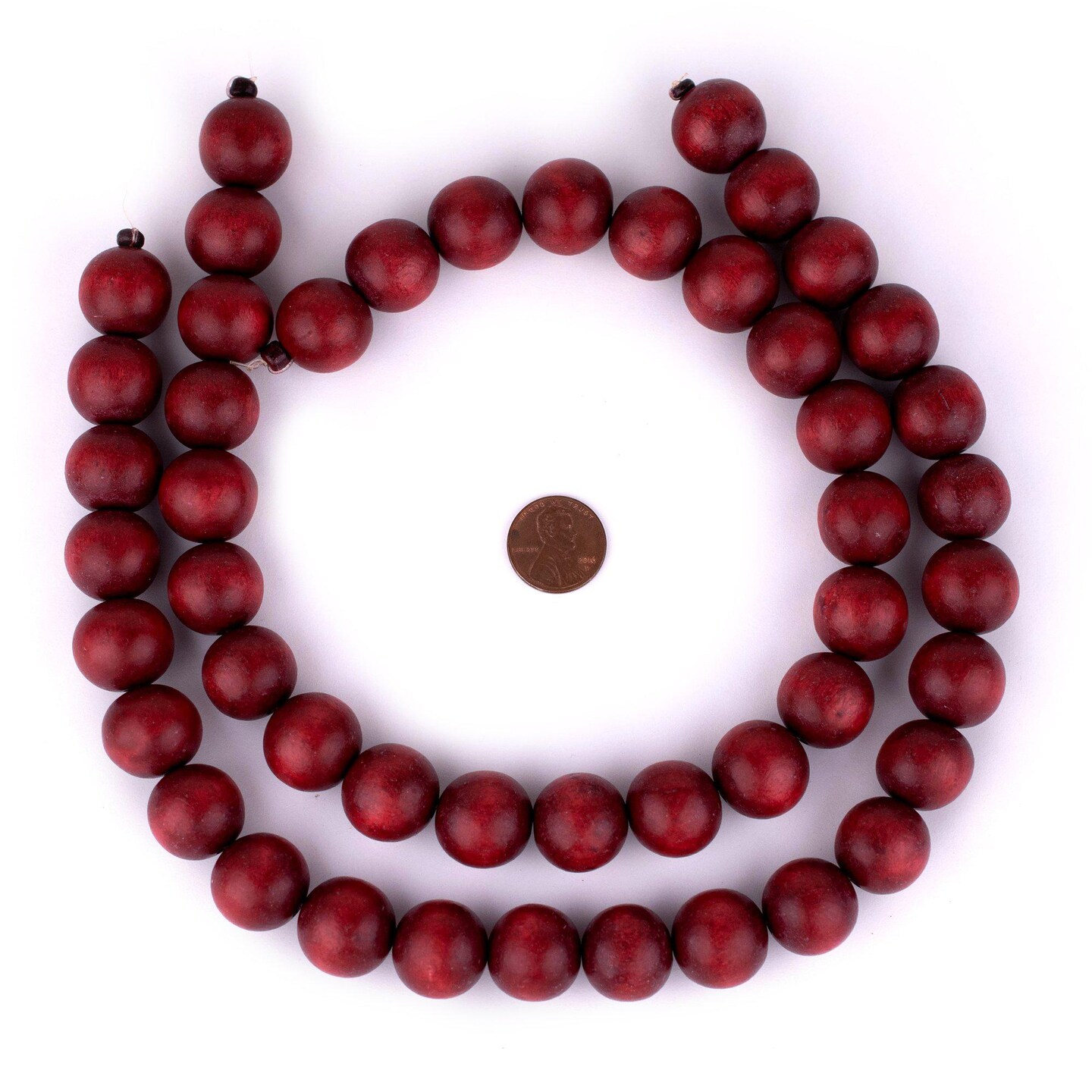 The Bead Chest Natural 18mm Wooden Beads in Red - Cherry for Jewelry Making – Round Loose Wood Spacer Beads I Approximately 24 Beads