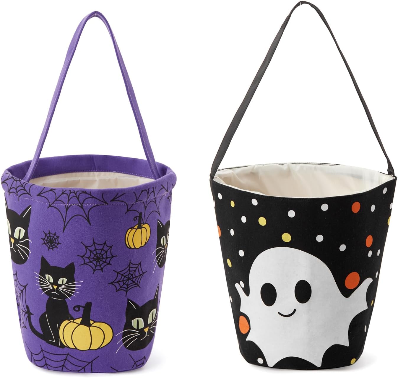 2 Pcs Canvas Halloween Trick or Treat Buckets (Multicolor) 10.6"L x 9.8 ...