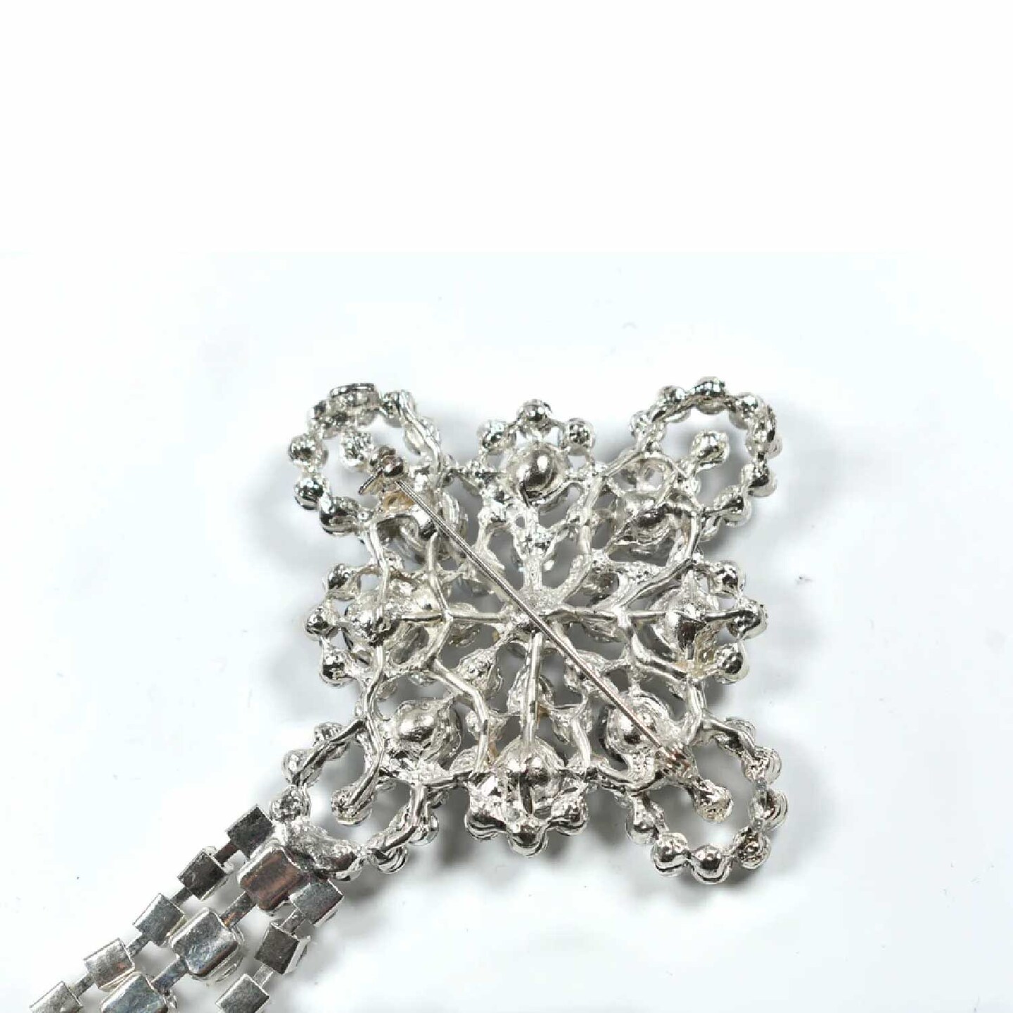 Elegant Dangling Rhinestone Crown Brooch for Bridal Dresses Jewelry 7.5 x 3 Inch