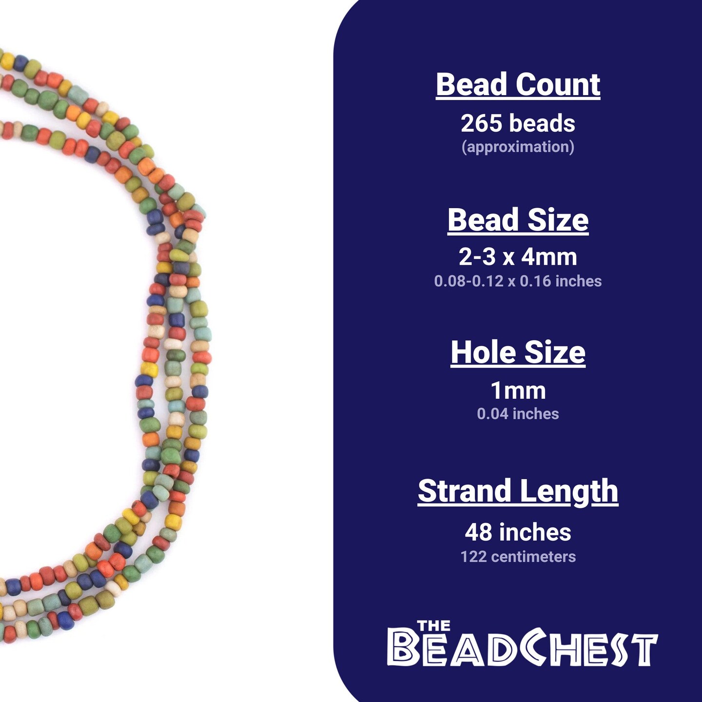 The Bead Chest Vintage-Style Medley Java Glass Seed Beads (4mm, 48&#x22; Strand)